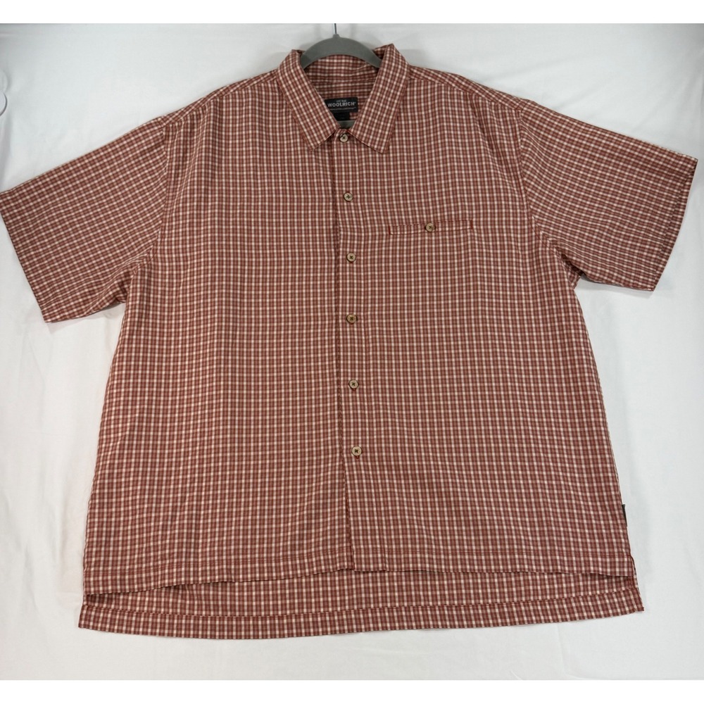 Woolrich Mens‎ 2XL Red Plaid Short Sleeve Button Down Shirt Modal Blend 6104 - Picture 2 of 10